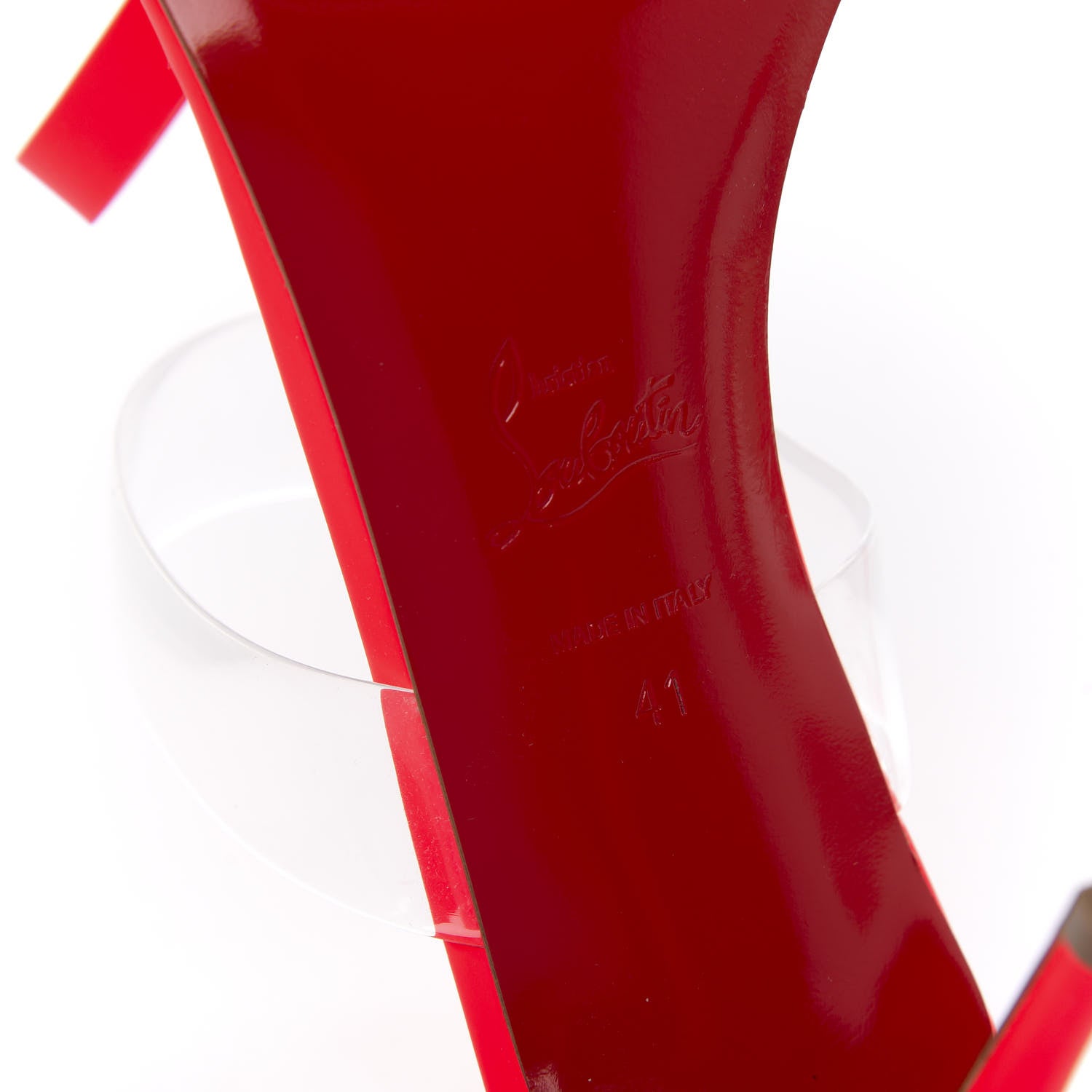 Christian Louboutin Matt Patent PVC Just Nodo 85 Slide Sandals 41 Fluo 7 of 8