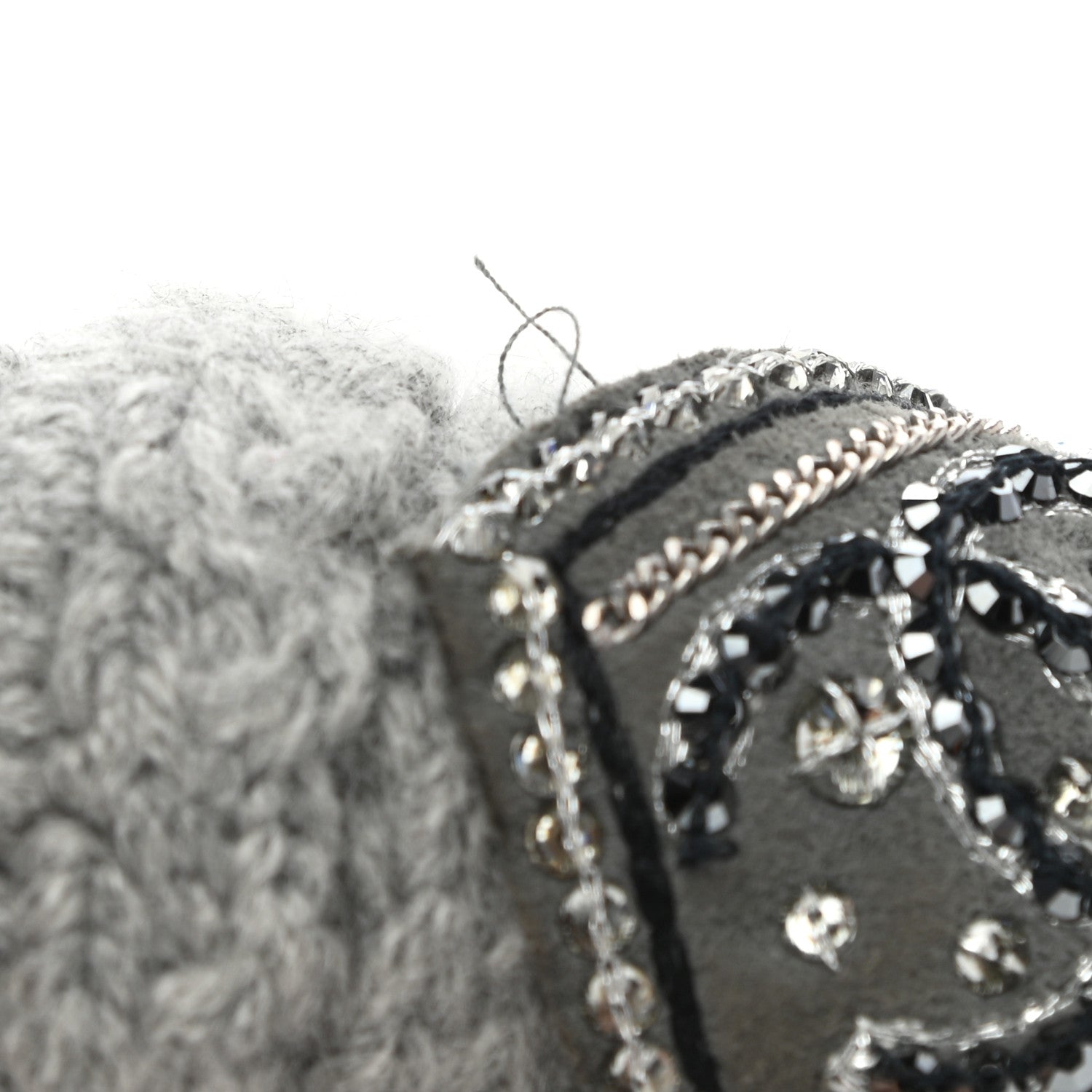 Chanel Cashmere CC Fingerless Gloves Grey 4 of 4