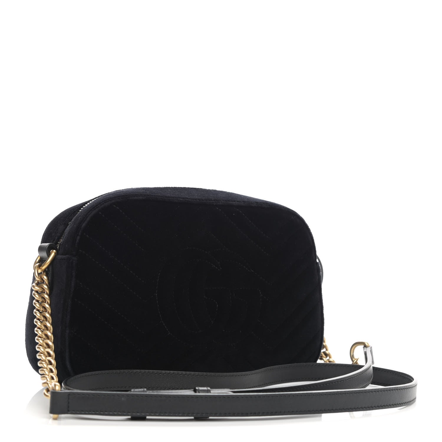 Gucci Velvet Matelasse Small GG Marmont Chain Shoulder Bag Black 3 of 12