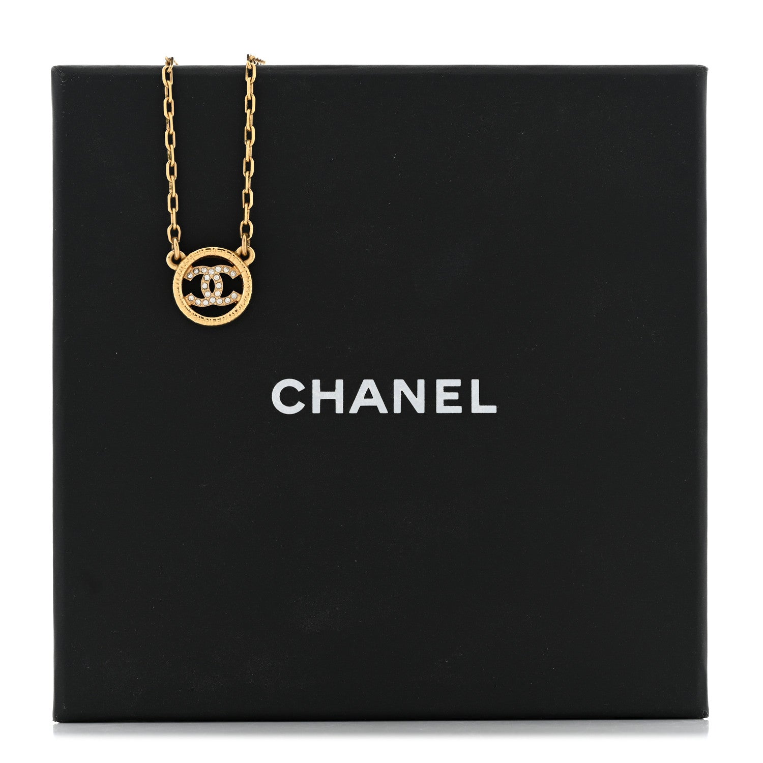 Chanel Pearl Crystal CC Pendant Necklace Gold 7 of 7