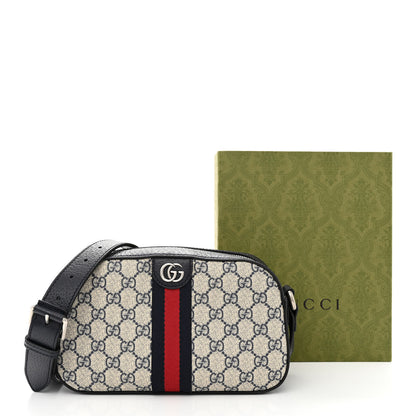 Gucci GG Supreme Monogram Textured Dollar Calfskin Web Small Ophidia Camera Bag Beige Blue 12 of 12