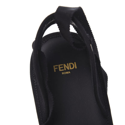Fendi Canvas FF Embroidered Roma Ankle Wrap Flat Espadrilles 37.5 Black 7 of 7