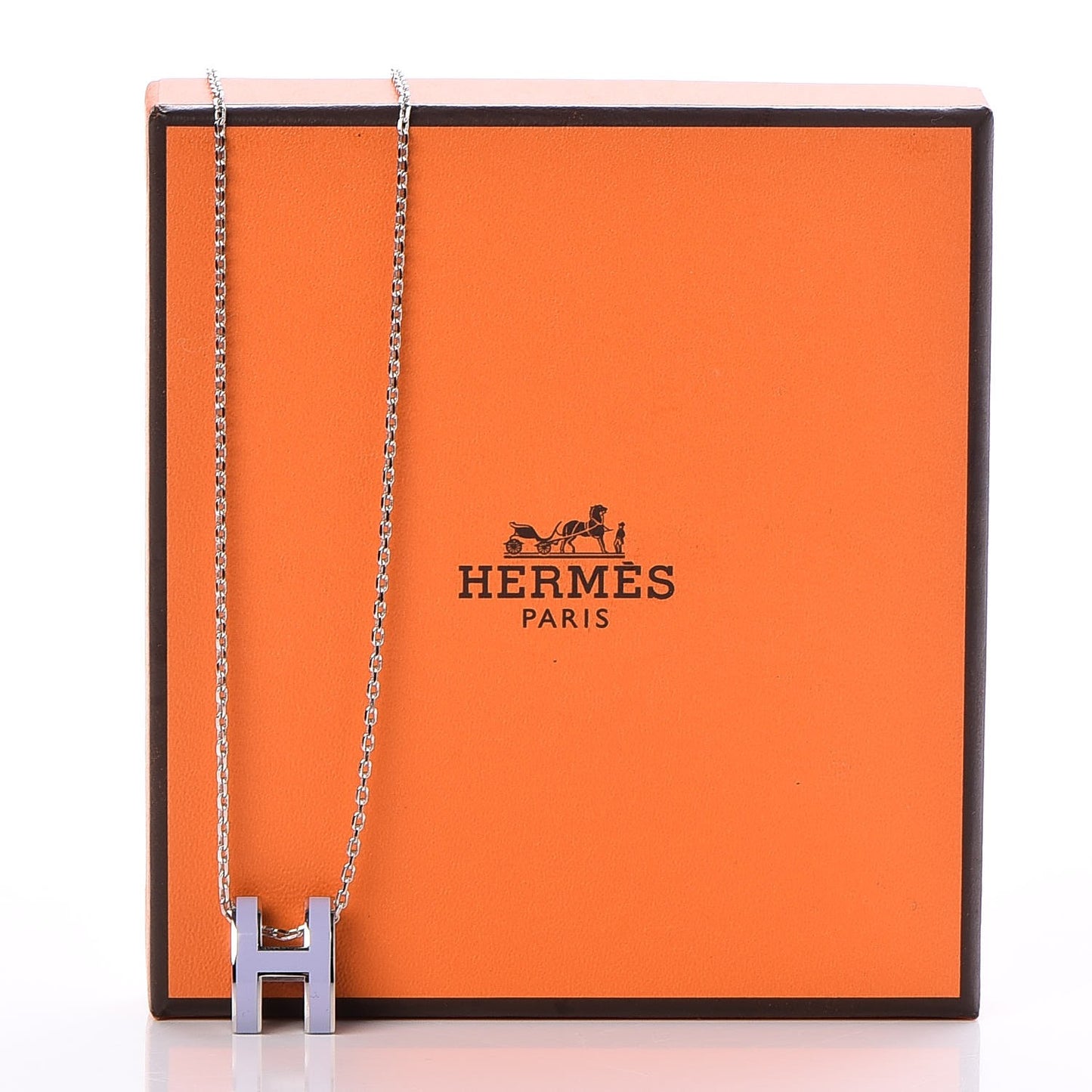 Lacquered Palladium Pop H Pendant Necklace Parme