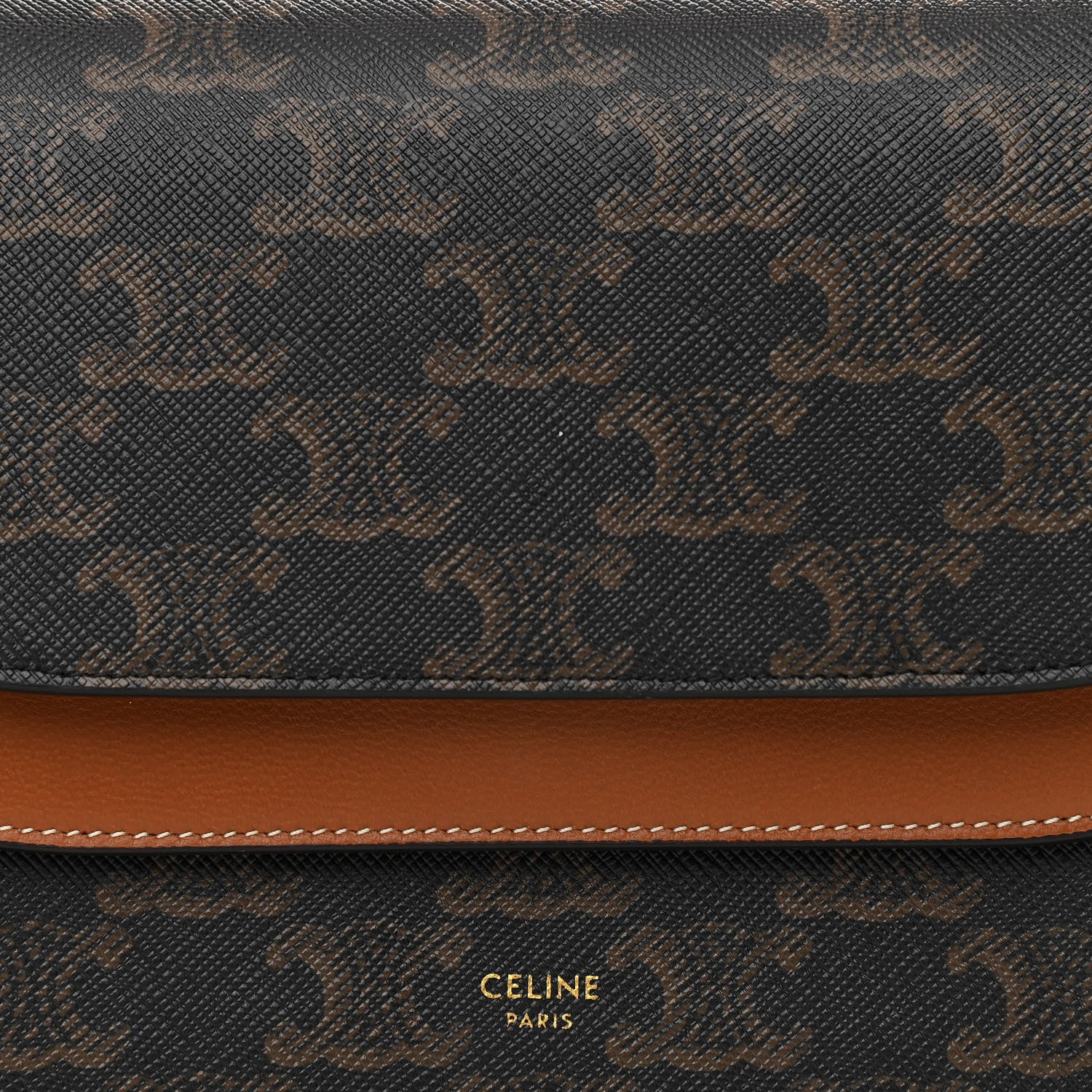 Celine Triomphe Canvas Lambskin Wallet On Strap Tan 10 of 13