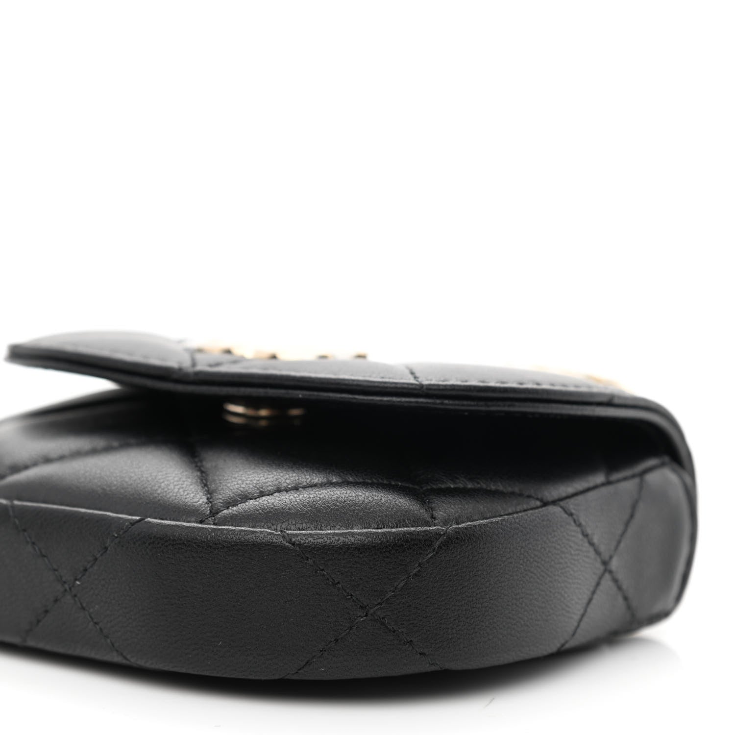 Chanel Lambskin Quilted Pearl Top Handle Clutch With Chain Black 12 of 13