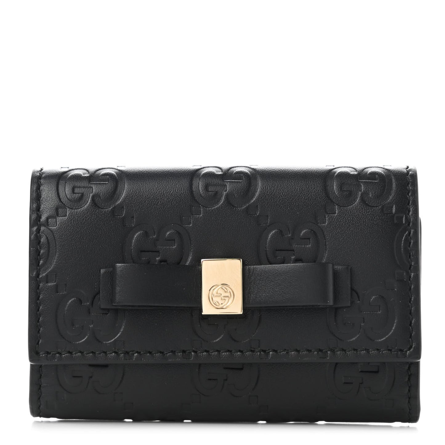 Guccissima Bow 6 Key Holder Case Black