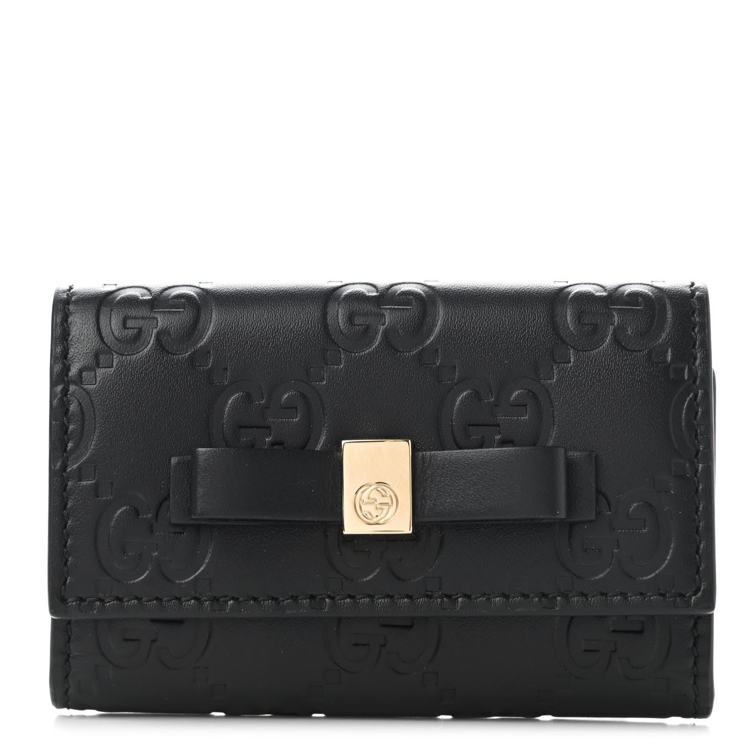 Gucci Guccissima Bow 6 Key Holder Case Black 1 of 6