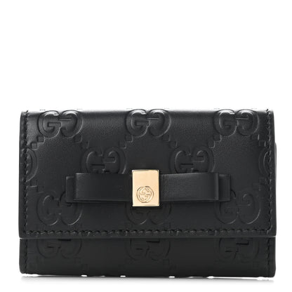 Gucci Guccissima Bow 6 Key Holder Case Black 1 of 6