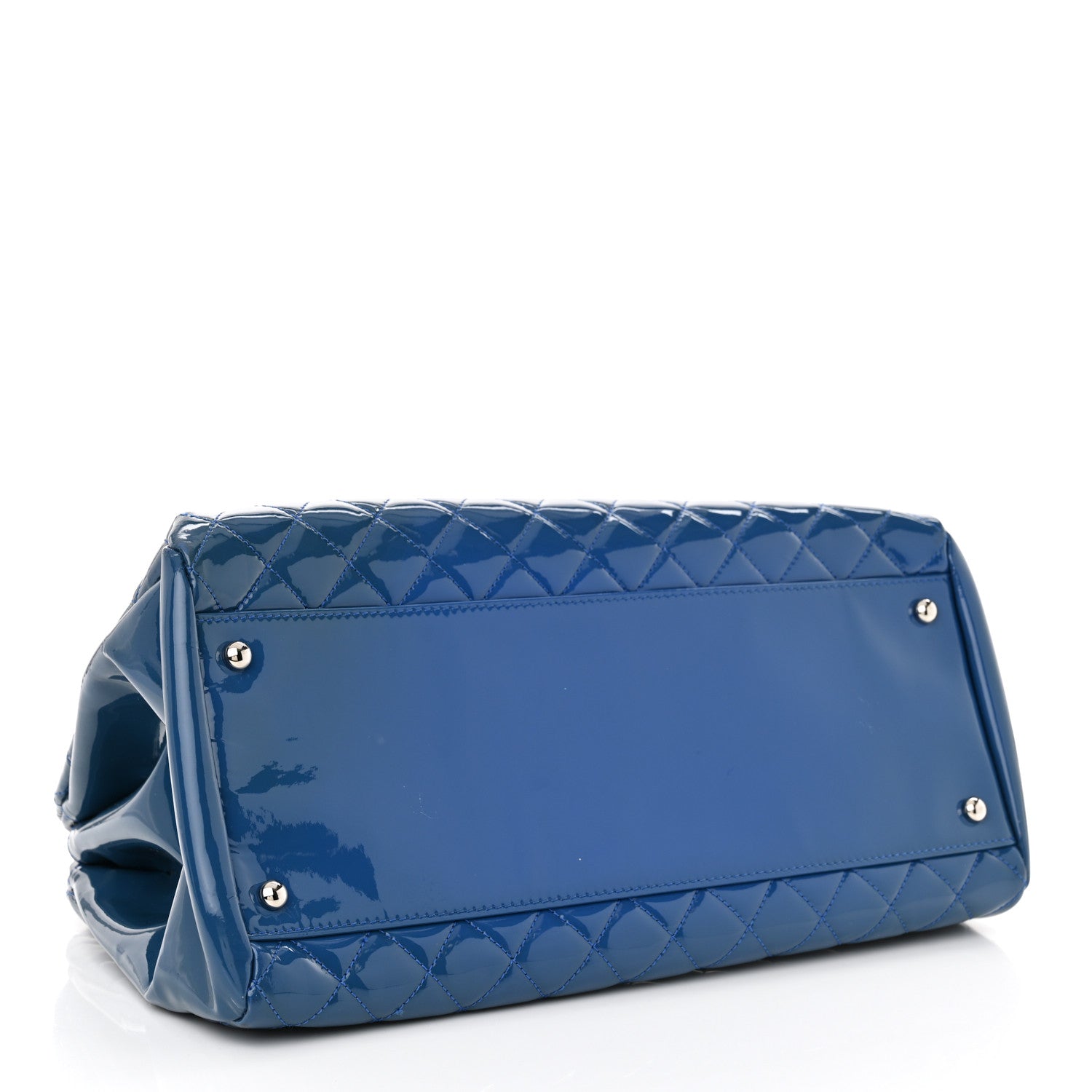 Chanel Patent Quilted Large Just Mademoiselle Bowling Bag Dark Blue 4 of 11