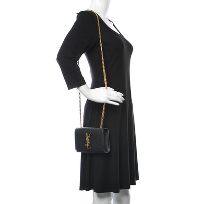 Saint Laurent Grain De Poudre Small Monogram Kate Satchel Black 2 of 9