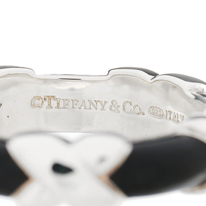Tiffany Sterling Silver Enamel Signature X Ring 49 5 Black 4 of 5