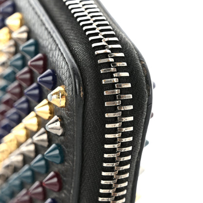 Christian Louboutin Calfskin Panettone Spiked Zip Around Wallet Black Multicolor 11 of 12