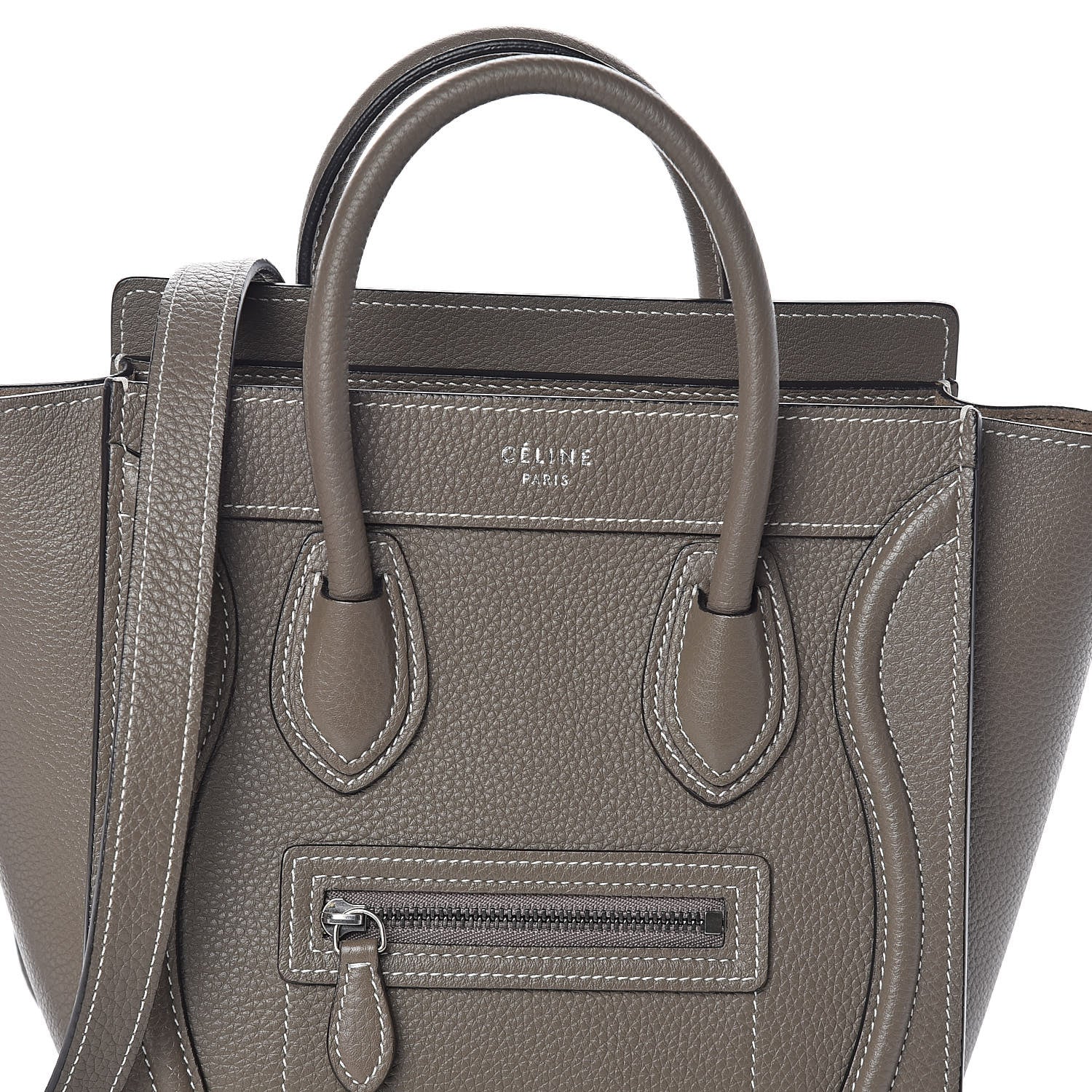 Celine Drummed Calfskin Nano Luggage Souris 7 of 9