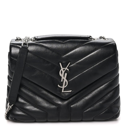 Saint Laurent Calfskin Y Quilted Monogram Small Loulou Chain Satchel Black 1 of 9