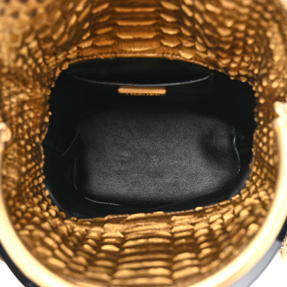 Chanel Metallic Snakeskin Paris Hamburg Drawstring Bucket Bag Gold 5 of 10