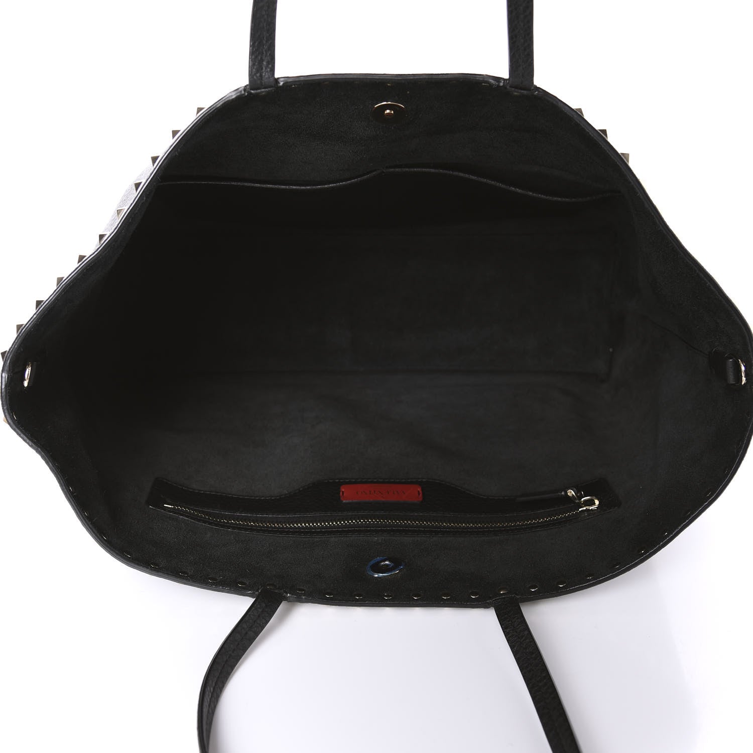Valentino Garavani Grained Calfskin Rockstud Shoulder Tote Black 5 of 9