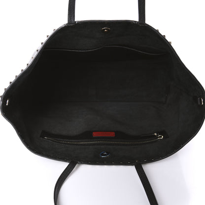 Valentino Garavani Grained Calfskin Rockstud Shoulder Tote Black 5 of 9