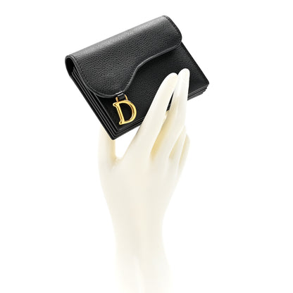 Christian Dior Grained Calfskin Saddle 5-Gusset Card Holder Black 2 of 10