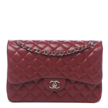 Chanel Caviar Quilted Jumbo Double Flap Red 1 of 11