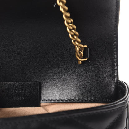 Gucci Calfskin Matelasse Super Mini GG Marmont Shoulder Bag Black 9 of 11