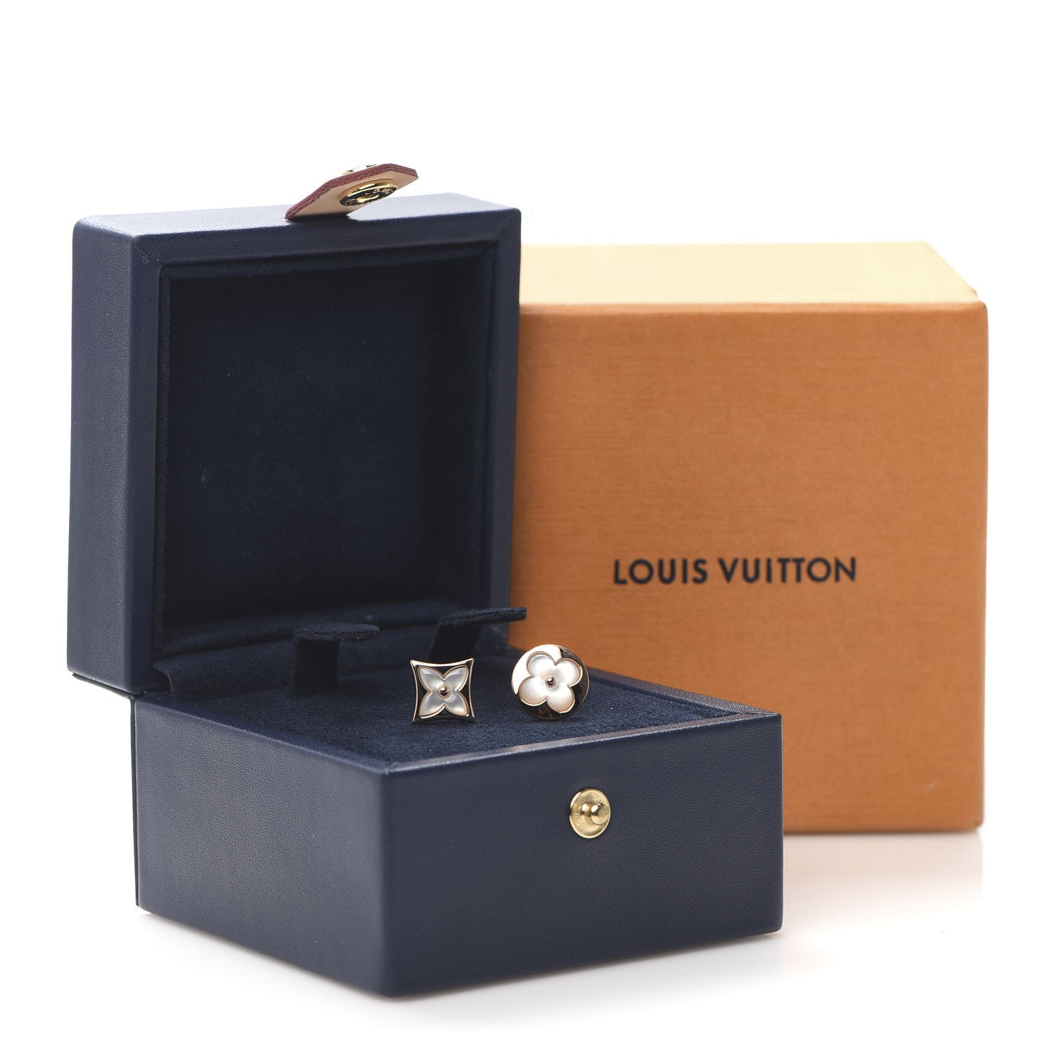 Louis Vuitton 18K Pink Gold Mother of Pearl Color Blossom Star & Sun Stud Earrings 6 of 6