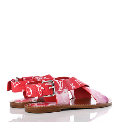 Louis Vuitton Monogram Escale Palma Flat Sandals 37.5 Rouge 4 of 8