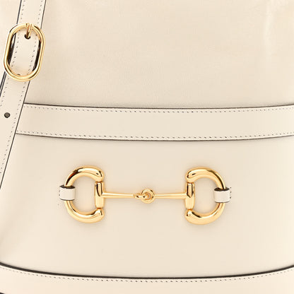 Gucci Azalea Sakai Calfskin Horsebit 1955 Drawstring Bucket Bag Mystic White 8 of 10