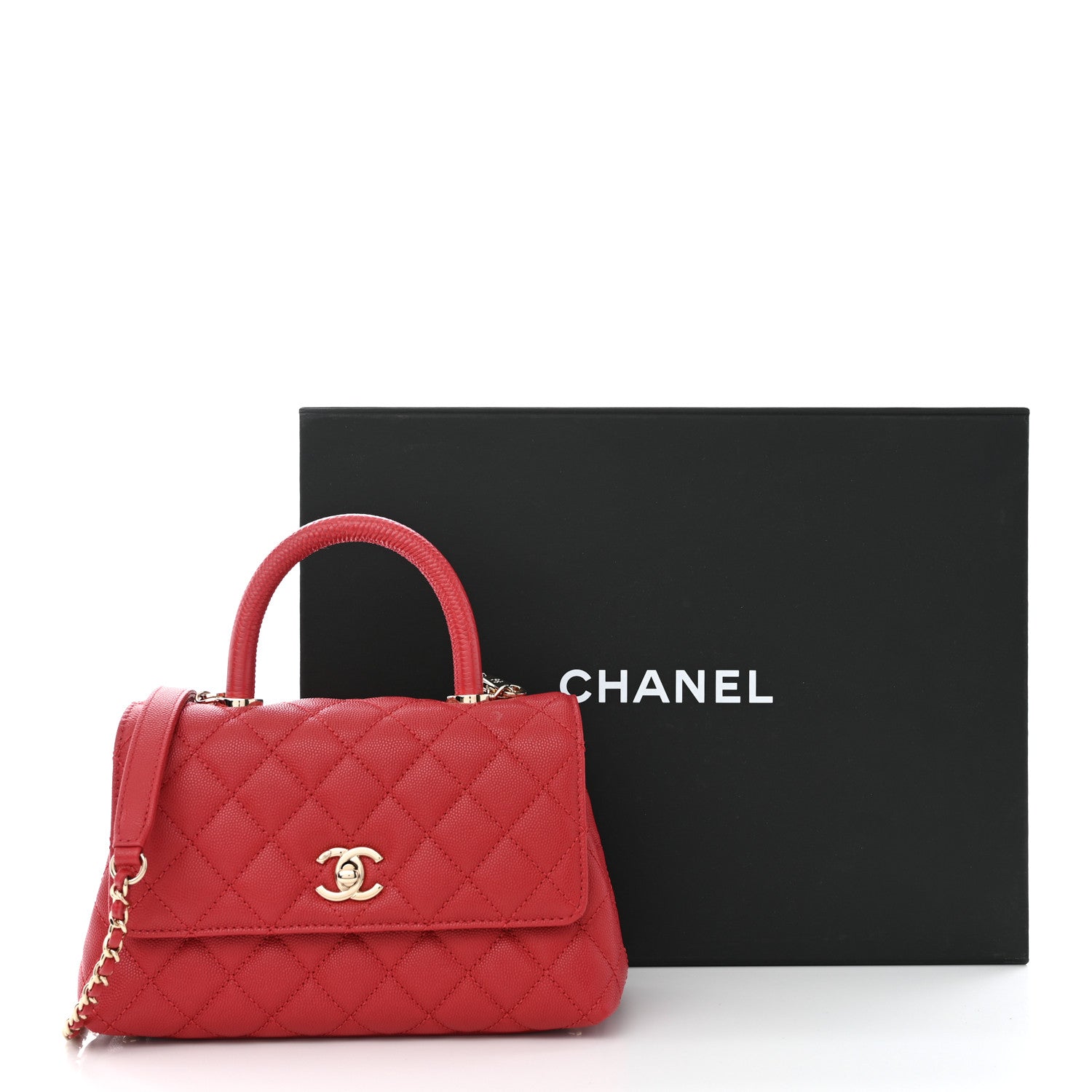 Chanel Caviar Quilted Mini Coco Handle Flap Red 13 of 13
