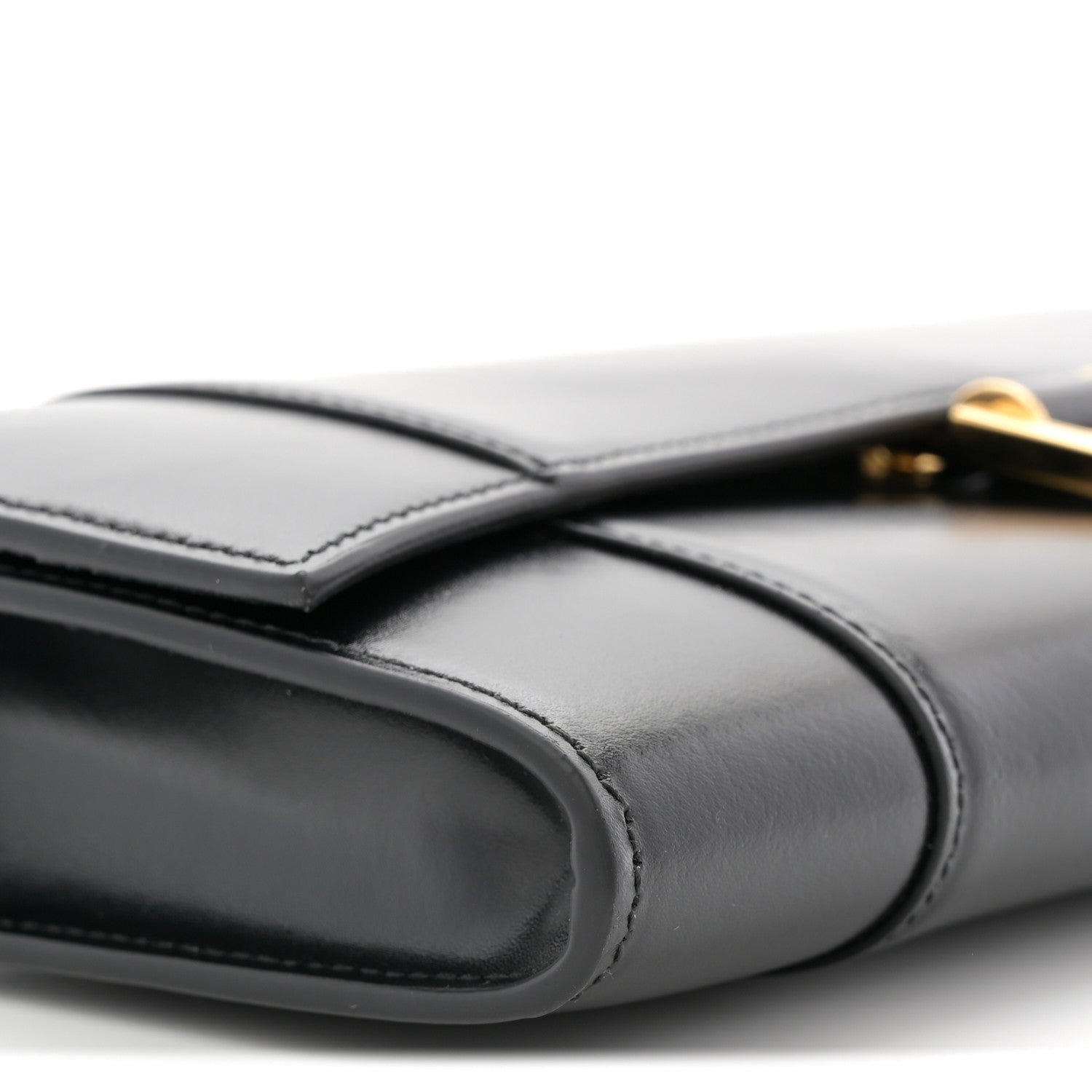 Balenciaga Shiny Calfskin Top Handle Hourglass Clutch Black 7 of 8