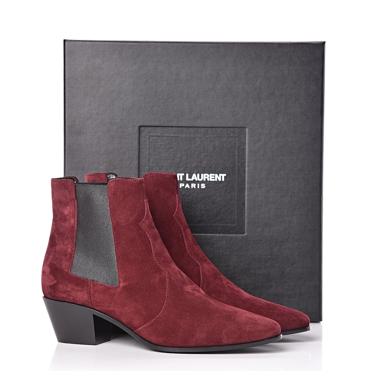 Saint Laurent Suede Chelsea Boots 37 Wine 9 of 9