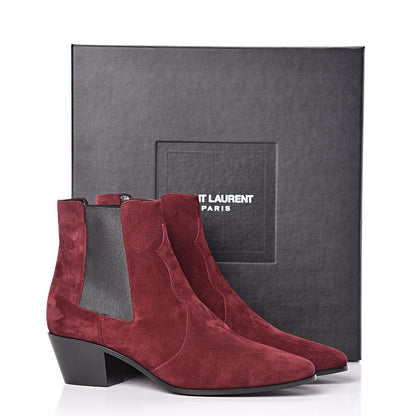 Saint Laurent Suede Chelsea Boots 37 Wine 9 of 9