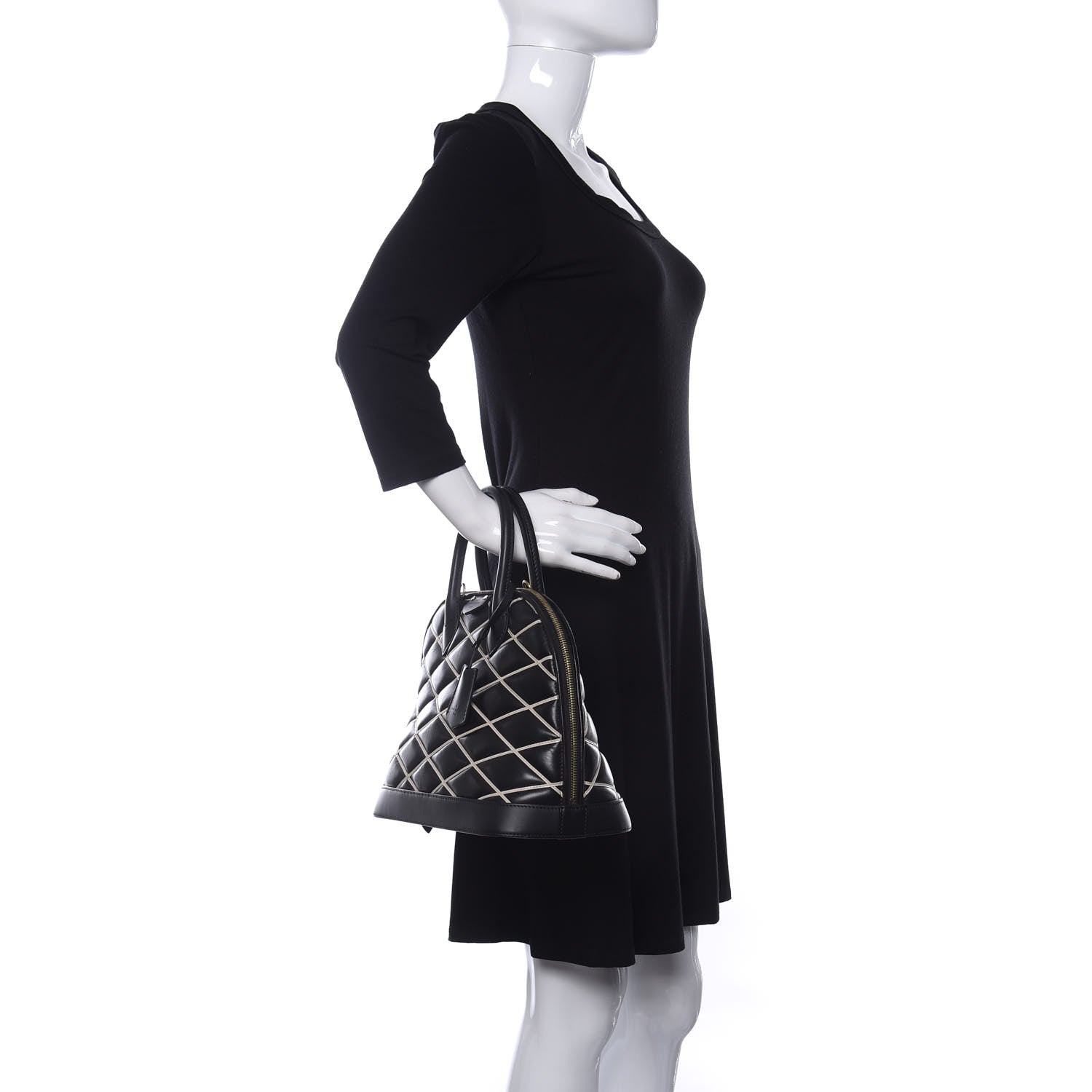 Louis Vuitton Lambskin Malletage Alma PM Black 2 of 11