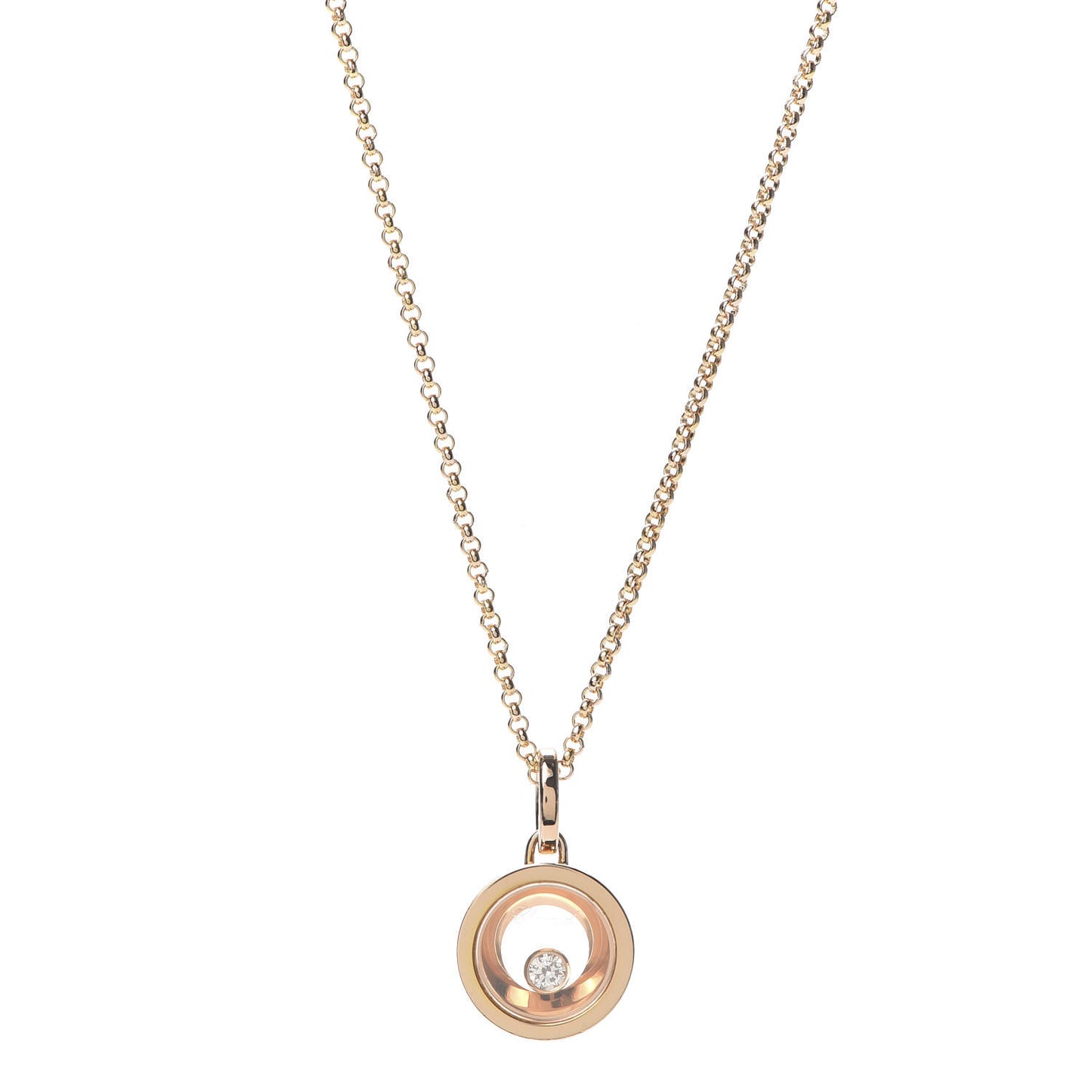 18K Rose Gold Happy Diamonds Icons Round Pendant Necklace