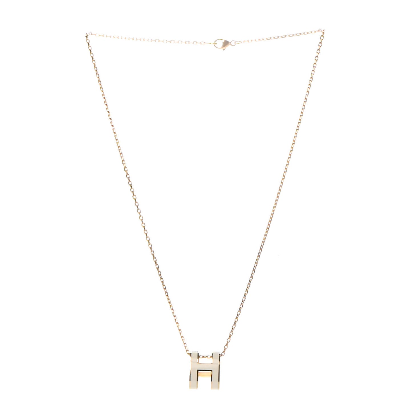 Lacquered Gold Pop H Pendant Necklace White