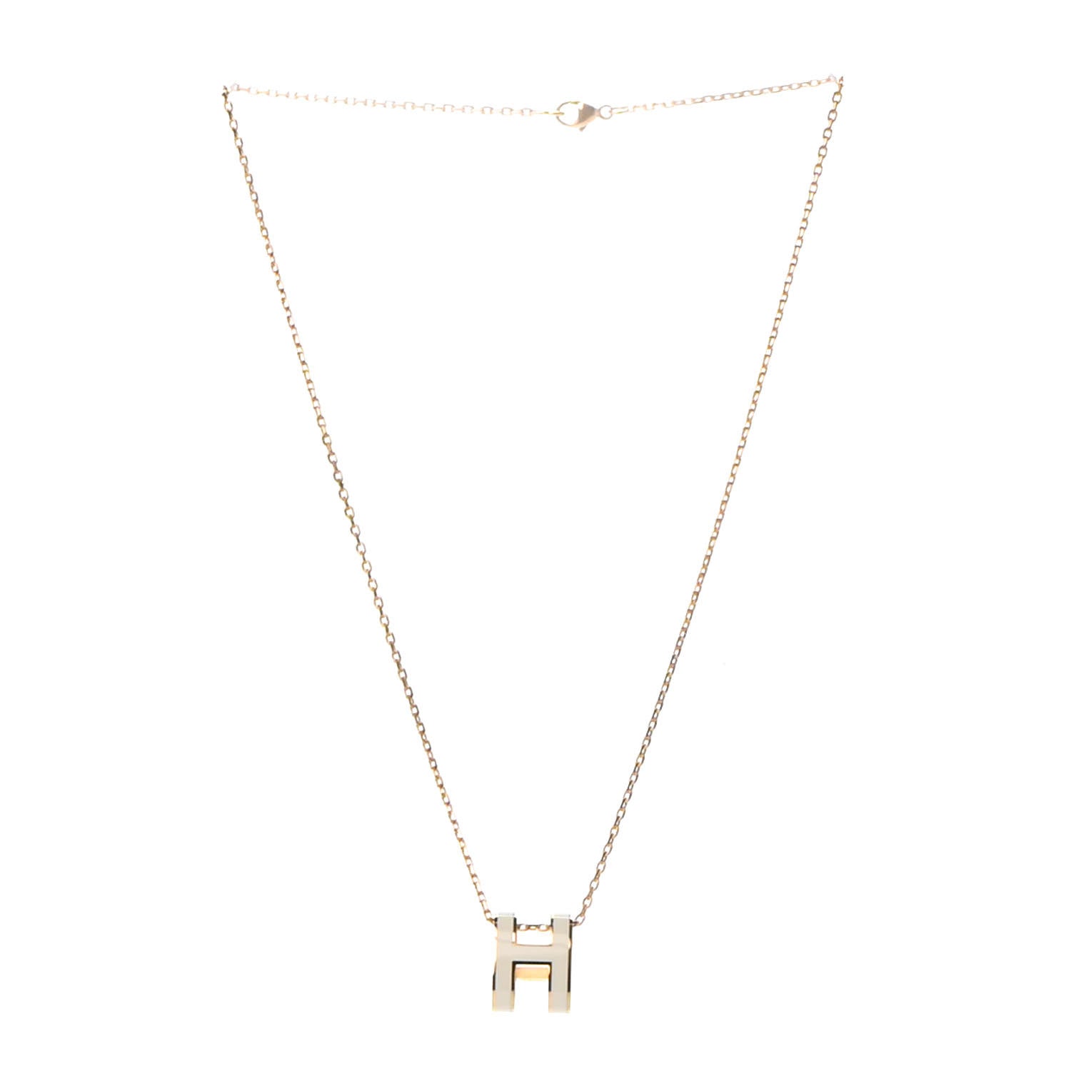 Hermes Lacquered Gold Pop H Pendant Necklace White 2 of 4