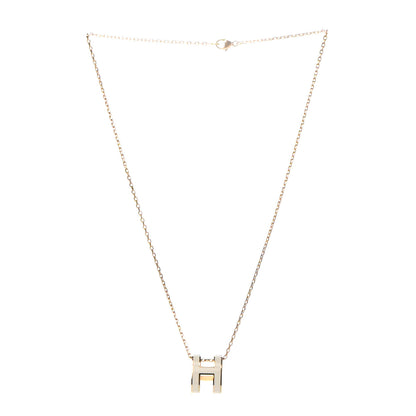 Hermes Lacquered Gold Pop H Pendant Necklace White 2 of 4