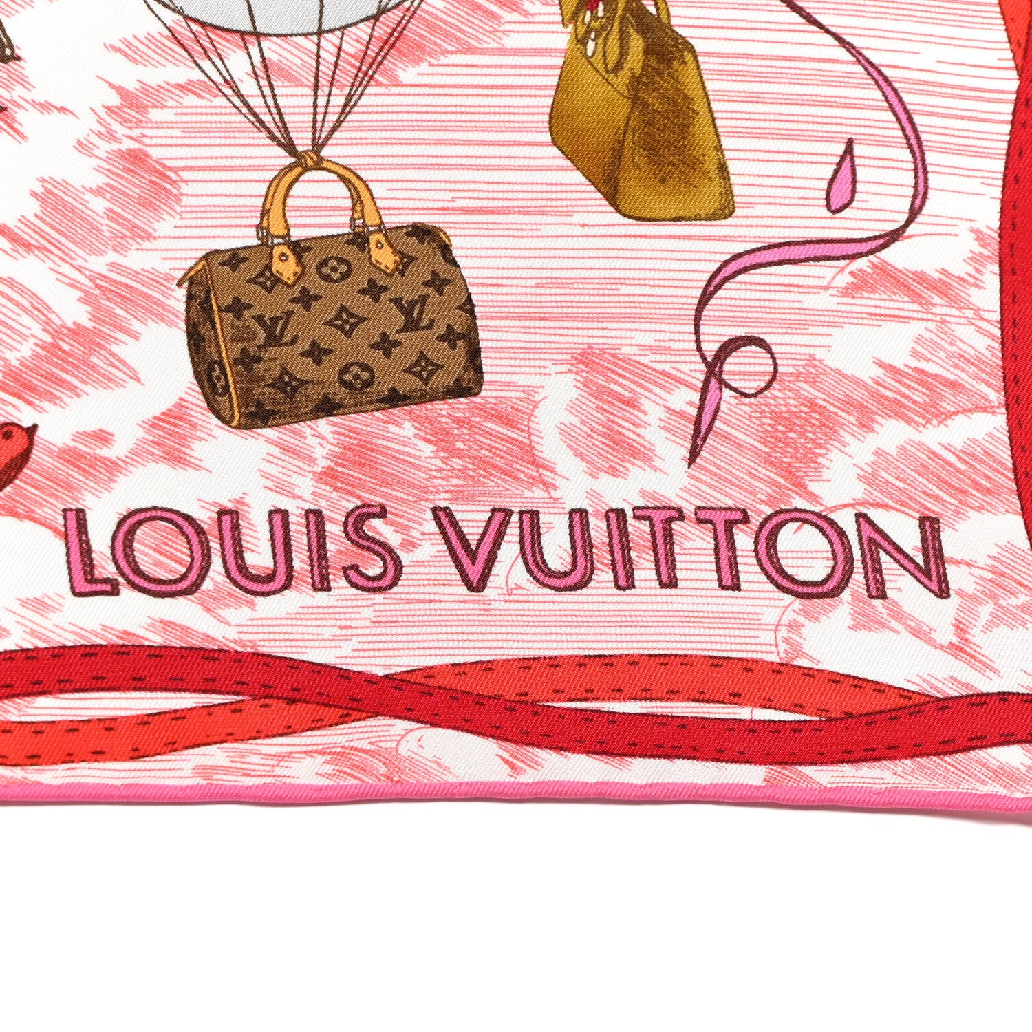 Louis Vuitton Silk Up and Away Square 90 Scarf Pink Poppy 2 of 3