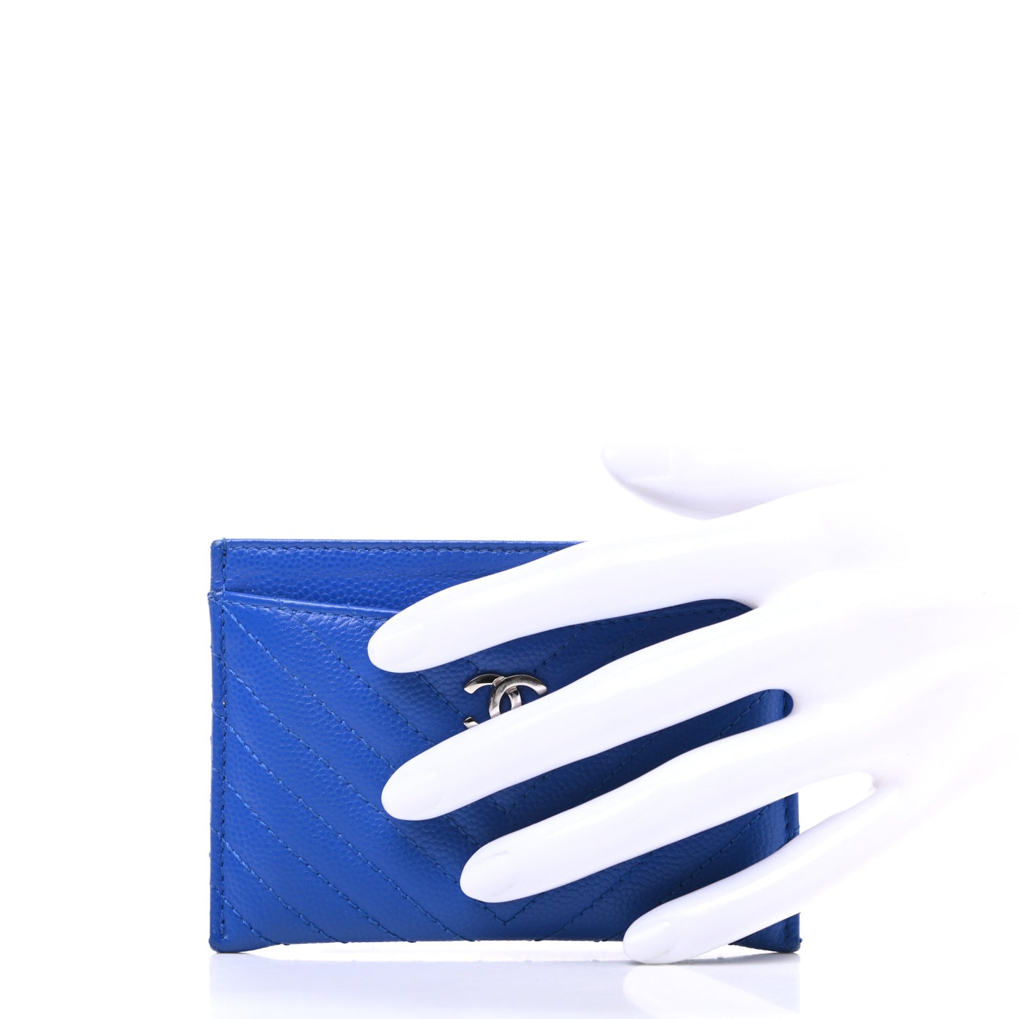 Caviar Chevron Quilted Card Holder Bright Blue