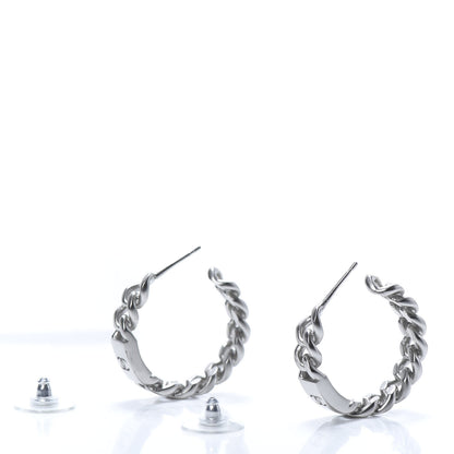 Chanel CC Chain Square Hoop Earrings Silver 3 of 5