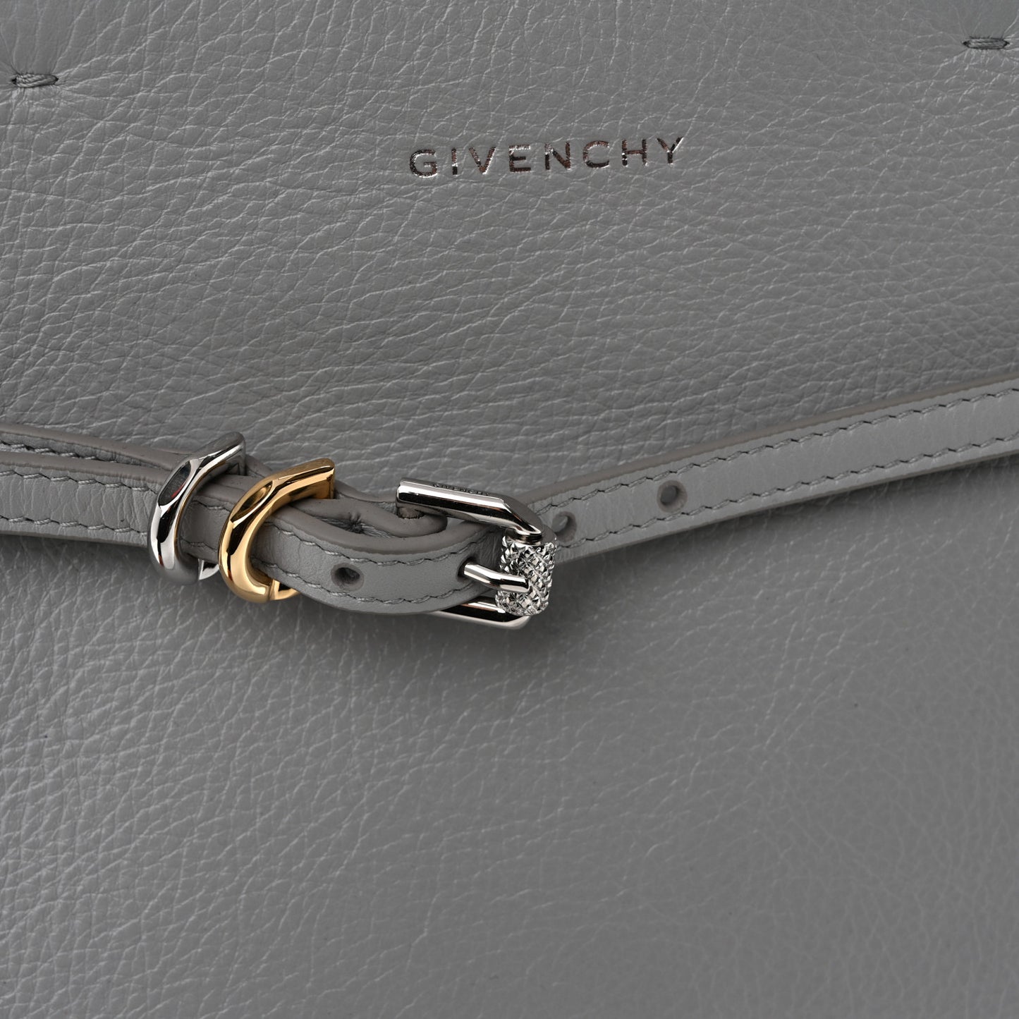Calfskin Voyou Small North South Tote  Light Grey