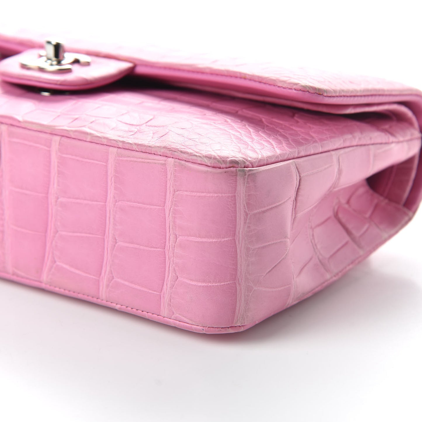 Matte Alligator Medium Double Flap Pink