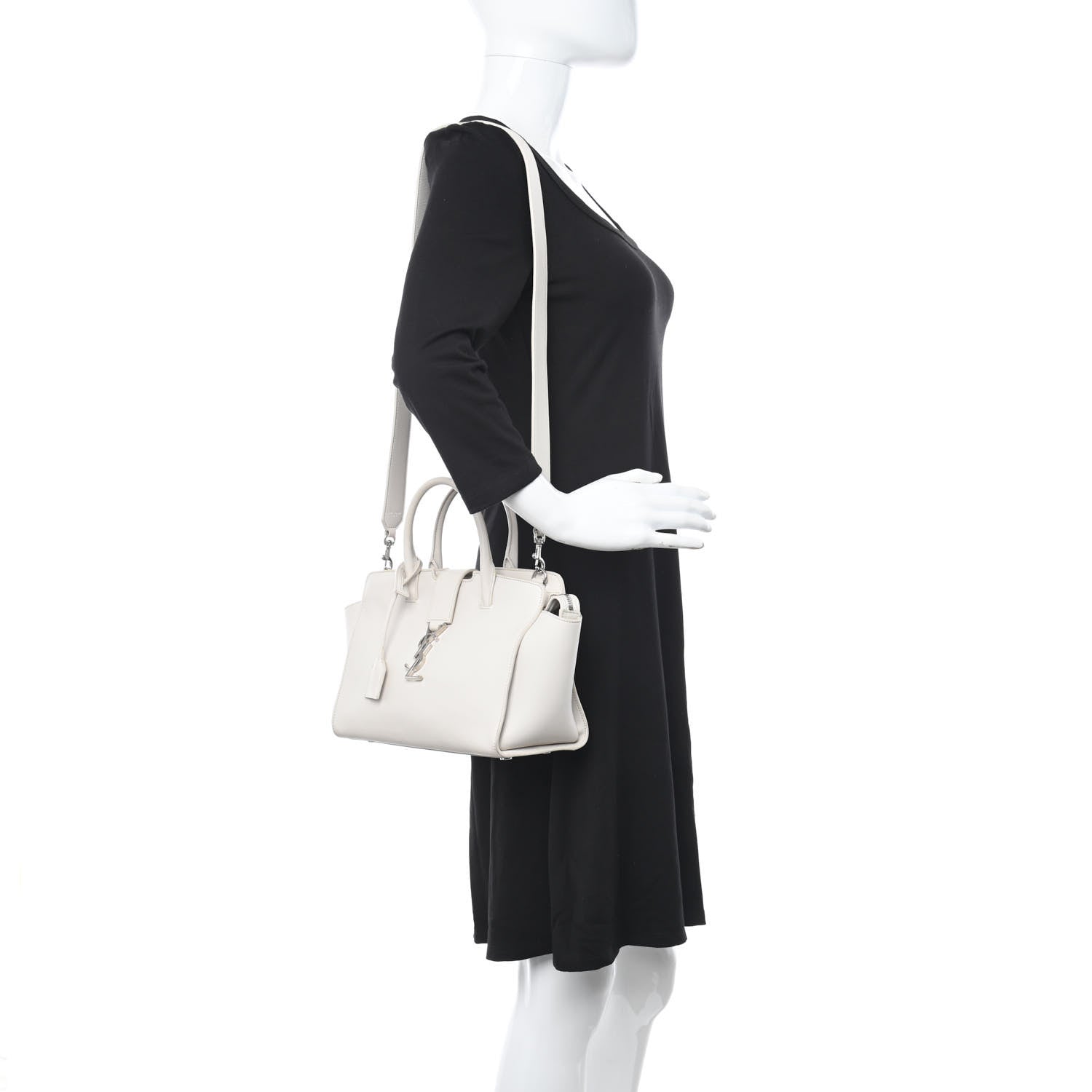 Saint Laurent Smooth Calfskin Heart Embroidered Baby Monogram Downtown Cabas New Milk 2 of 20