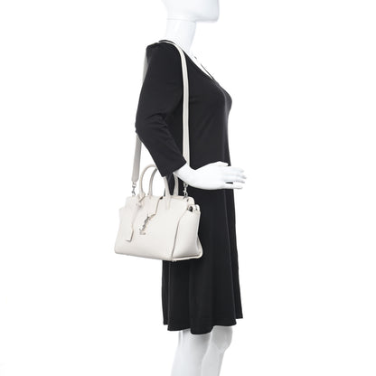 Saint Laurent Smooth Calfskin Heart Embroidered Baby Monogram Downtown Cabas New Milk 2 of 20