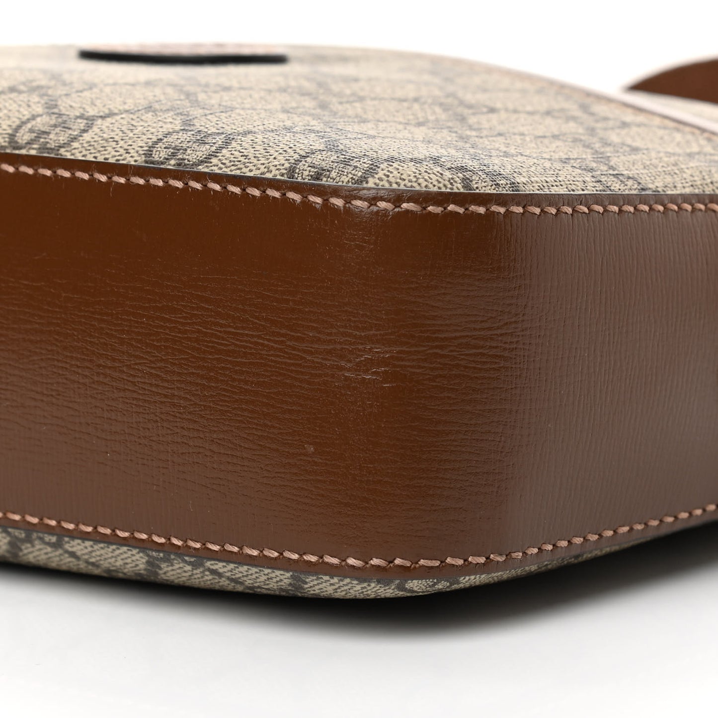 GG Supreme Monogram Azalea Calfskin Retro Interlocking G Messenger Shoulder Bag Beige Ebony Brown Sugar