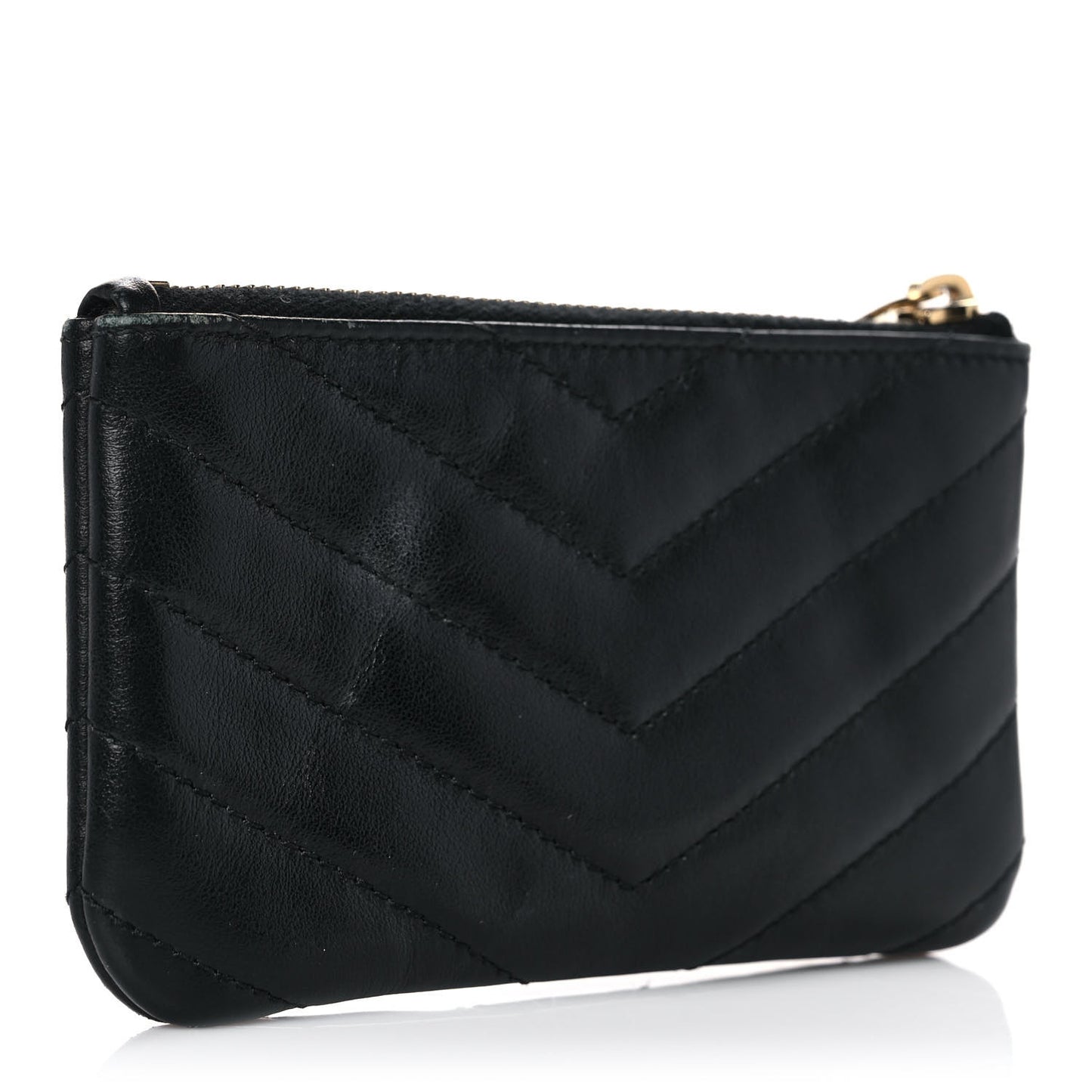Calfskin Matelasse Monogram Key Pouch Black