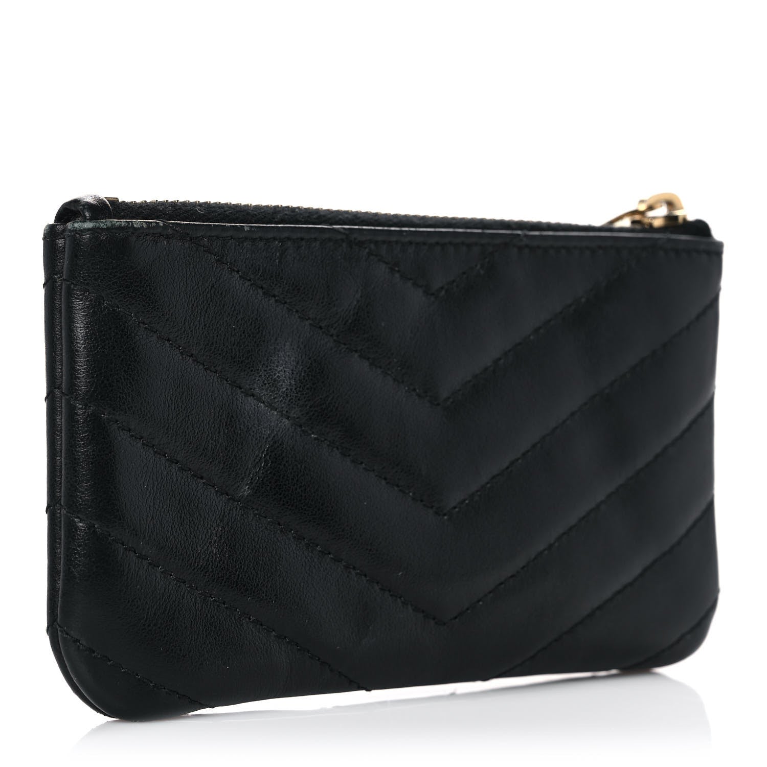 Saint Laurent Calfskin Matelasse Monogram Key Pouch Black 3 of 9