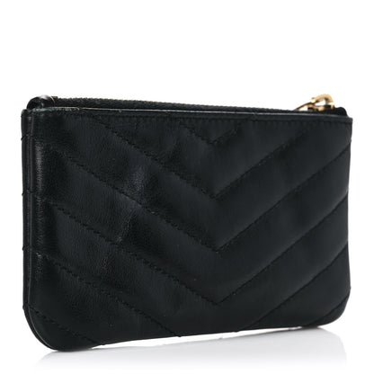 Saint Laurent Calfskin Matelasse Monogram Key Pouch Black 3 of 9