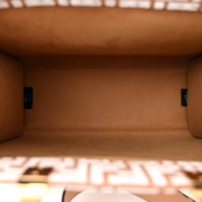 Fendi Woven Fabric Calfskin FF Medium Fendi Sunshine Shopper Tote Natural White Dark Honey 5 of 10