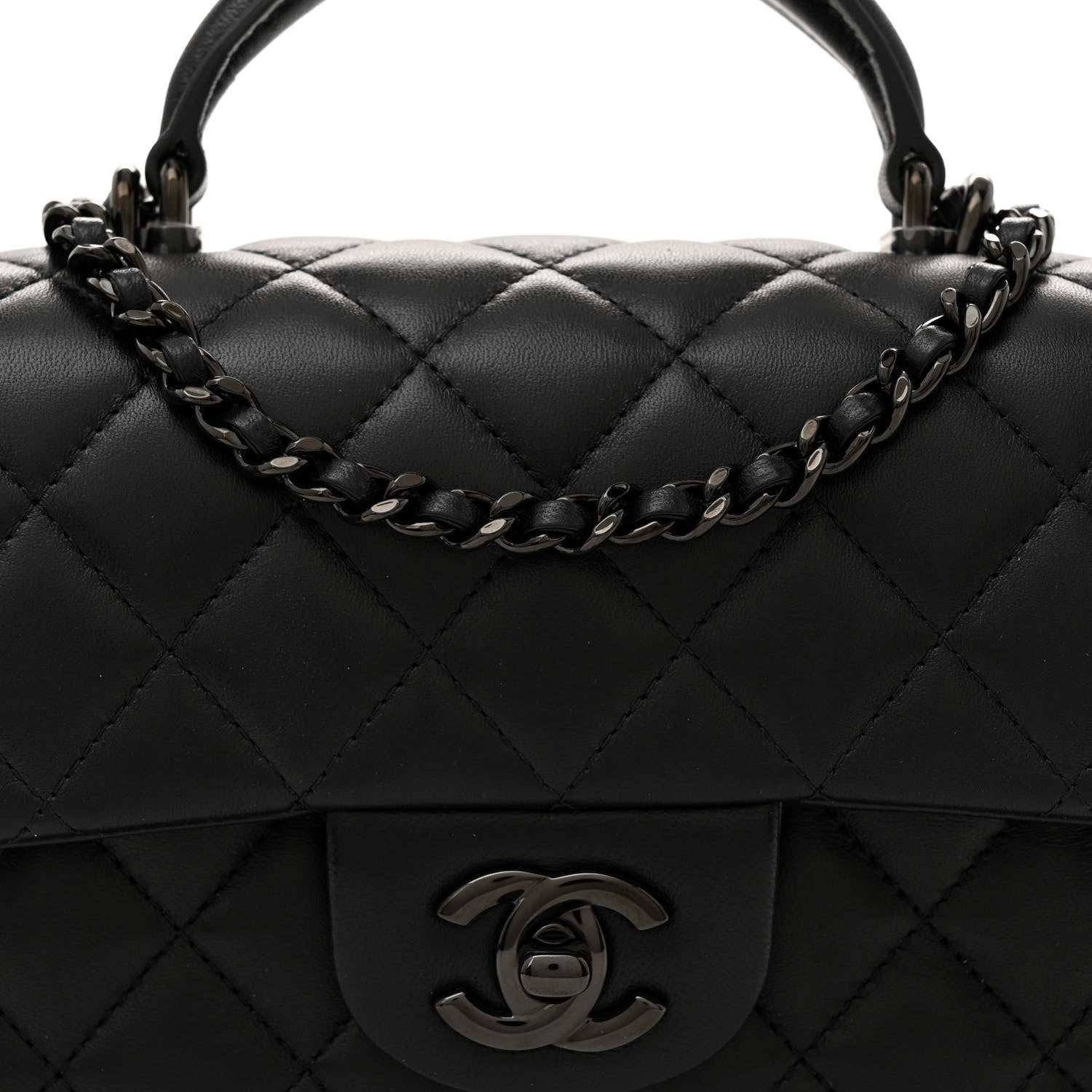 Chanel Lambskin Quilted Mini Top Handle Rectangular Flap So Black 8 of 11