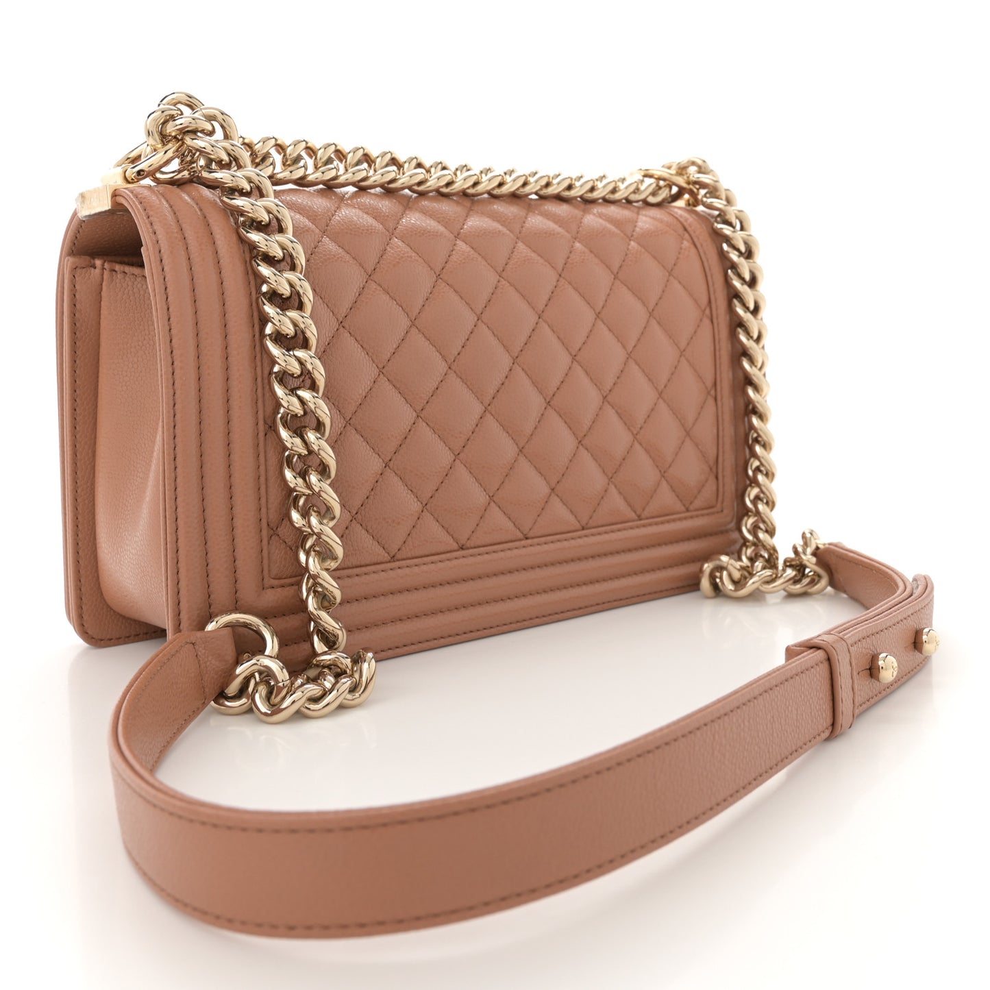 Caviar Quilted Medium Boy Flap Brown